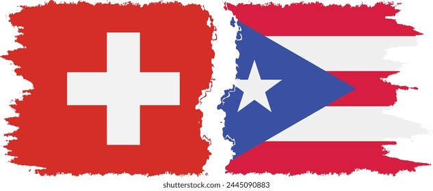 Puerto Rico and Switzerland grunge flags connection, vector