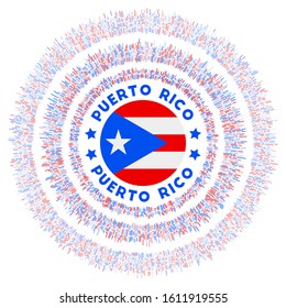 Puerto Rico symbol. Radiant country flag with colorful rays. Shiny sunburst with Puerto Rico flag. Powerful vector illustration.