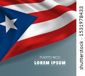 Puerto Rico template  independence day greeting card, banner, vector illustration. Puerto Rican national day or election background with elements of flag, square format 