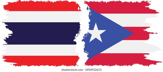 Puerto Rico and Thailand grunge flags connection, vector