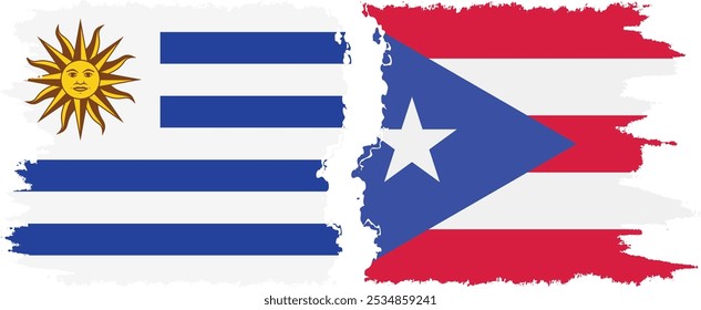 Puerto Rico y Uruguay grunge flags conexión, Vector