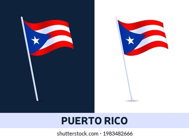 puerto rico vector flag. Waving national flag of Italy isolated on white and dark background. Official colors and proportion of flag. Vector illustration.