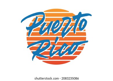 Puerto Rico vector lettering design. Hand drawn typographic artwork