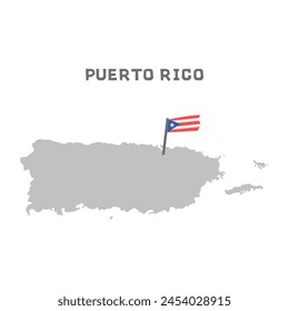 Puerto rico vector map with the flag inside. Map of the Puerto rico with the national flag isolated on white background. Vector illustration