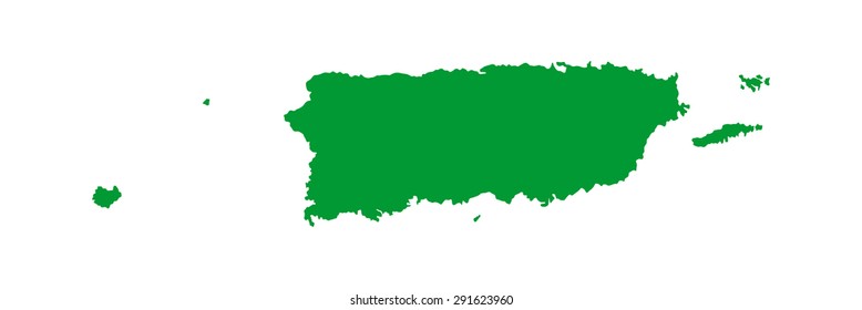 Puerto Rico vector map isolated on white background silhouette. High detailed illustration.