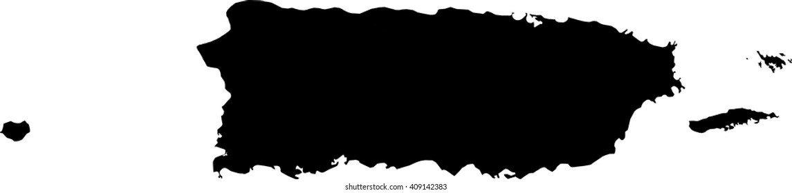Puerto Rico vector map isolated on white background silhouette. High detailed illustration.