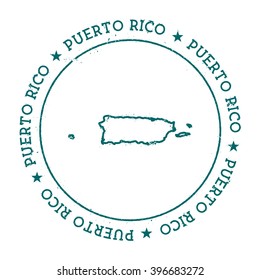 Puerto Rico vector map. Retro vintage insignia with Puerto Rico map. Distressed visa stamp with Puerto Rico text wrapped around a circle and stars. Country map vector illustration.