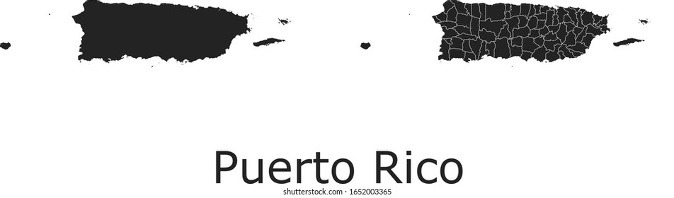 Puerto Rico vector maps with administrative regions, municipalities, departments, borders