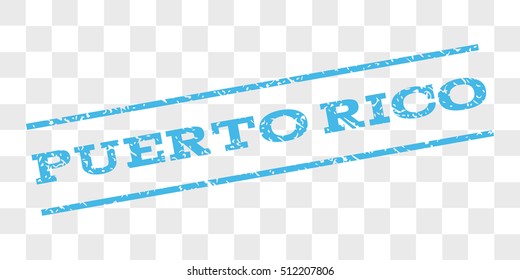 Puerto Rico watermark stamp. Text tag between parallel lines with grunge design style. Rubber seal stamp with dust texture. Vector light blue color ink imprint on a chess transparent background.