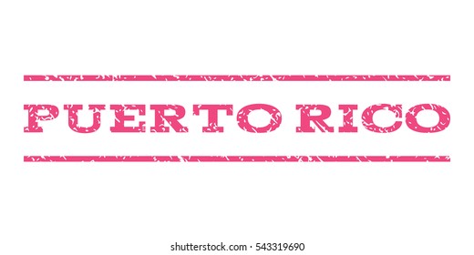 Puerto Rico watermark stamp. Text caption between horizontal parallel lines with grunge design style. Rubber seal stamp with unclean texture. Vector pink color ink imprint on a white background.