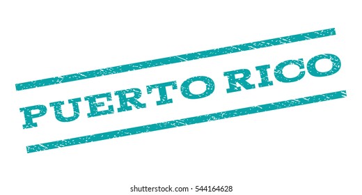 Puerto Rico watermark stamp. Text tag between parallel lines with grunge design style. Rubber seal stamp with dirty texture. Vector cyan color ink imprint on a white background.