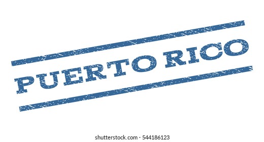 Puerto Rico watermark stamp. Text tag between parallel lines with grunge design style. Rubber seal stamp with dirty texture. Vector cobalt blue color ink imprint on a white background.
