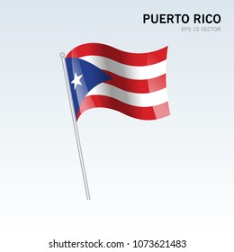 Puerto Rico waving flag isolated on gray background