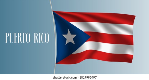 Puerto Rico waving flag vector illustration. Iconic design element  as a national Puerto Rican symbol 