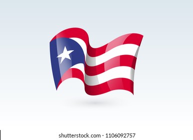 Puerto Rico waving flag vector icon, national symbol. Flag of Puerto Rico, fluttered in the wind - vector illustration isolated on white background.