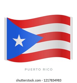 Puerto Rico waving flag vector icon. National symbol of Puerto Rico. Vector illustration isolated on white.