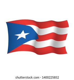 Puerto Rico waving vector flag. Commonwealth of Puerto Rico United States of America