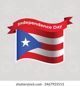 Puerto Rico Wavy Flag Independence Day Banner Background