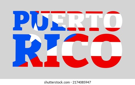 puerto rico word with puerto rican flag