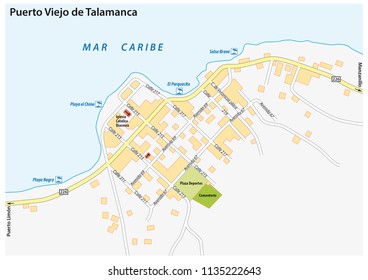 Puerto Viejo de Talamanca city vector map, Costa Rica