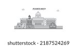Puerto-Rico city skyline isolated vector illustration, icons