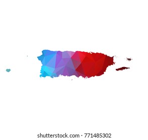 puertoRico map. Blue and Red polygonal shape vector illustration on white background. Vector illustration eps 10.