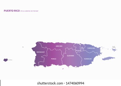 Puertorico Map. Graphic Vector Map Of Puerto Rico. Caribean Countries Map.