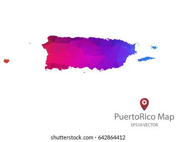 puertoRico map polygon colorful vector illustrator eps10