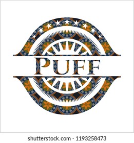 Puff arabesque emblem. arabic decoration.