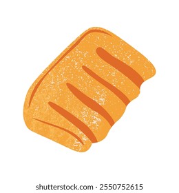 Bollo de hojaldre. Productos de panadería recién horneados con corteza dorada, delicioso aperitivo dulce con masa crujiente estilo minimalista. Vector aislado ilustración.