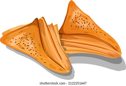 Puff Pastry Buns, Tasty And Golden Orange Color, With A Crispy Crust, Vector Image Isolated On White Background