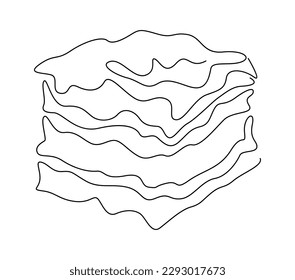 Puff pastry cake Line art dessert. Vector illustration