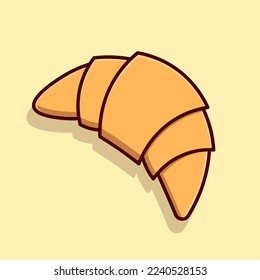 Puff pastry croissant bun icon. pastries for breakfast or a snack cartoon vector flat illustration