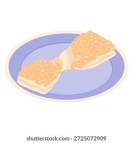 Bolinho torcido de massa folhada - ilustração vetorial isométrica desenhada à mão.