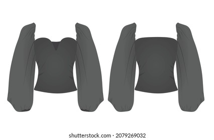 Puff shoulders t shirt. vector