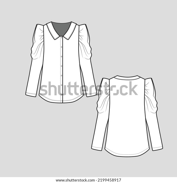 Puff Sleeve Collar Neck T Shirt Stock Vector (Royalty Free) 2199458917 ...