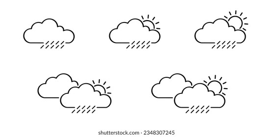 Puff of wind blow line symbol. Cloud, sun, moon, blowing wind, rain, snow, weather icon. Gust pictogram. Smoky stream. Wind trails. Wind blowing trails. Windy weather, forecast. Snow flake icon