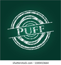 Puff written on a chalkboard