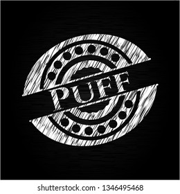 Puff written on a chalkboard
