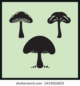 Puffball mushroom silhouette, Fungi isolated vector illustration set