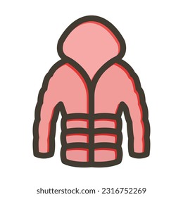 Puffer Coat Thick Line Filled Colors For Personal And Commercial Use.
