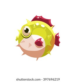 Puffer. Cute Vector Illustration Collection of sea life