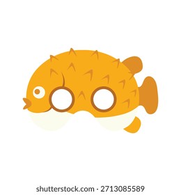 Pescado globo Tema de la máscara de cumpleaños Animales de mar Icono de dibujos animados
