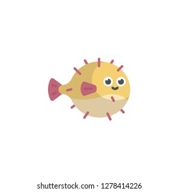 Cute Cartoon Puffer Fish Funny Japanese Stock Illustration 237496381