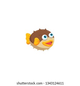 puffer fish cartoon vector on a white background