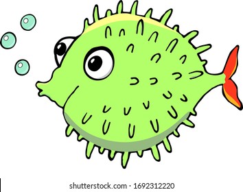 the puffer fish. drawing illustration vector cartoon