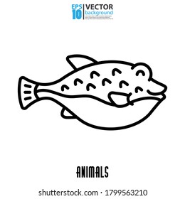 Puffer fish icon, outline vector. Animal concept. Eps 10 vector illustration.