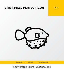 puffer fish icon . part ocean and sea life icon set. 64x64 pixel perfect vector icon illustration