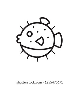 puffer fish icon vector design line style