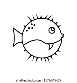 Puffer fish icon vector illustration logo for many purpose. Isolated on white background. – Vector
